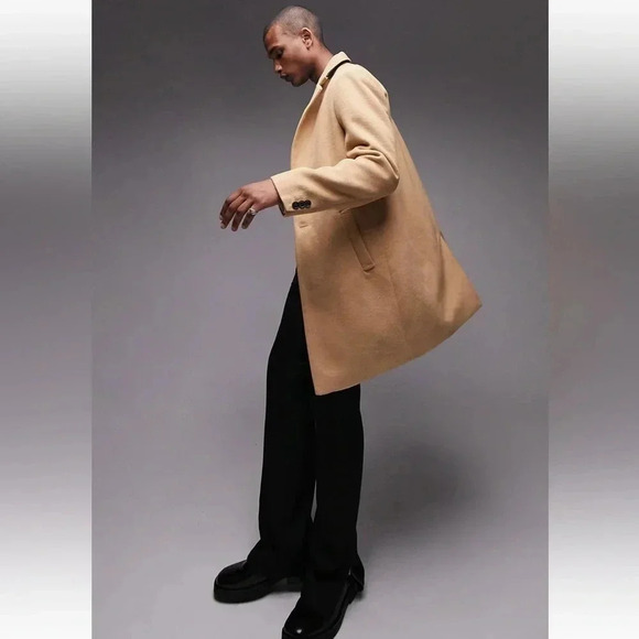 Topman Classic Fit Overcoat Camel Peacoat Size Medium - Picture 3 of 3